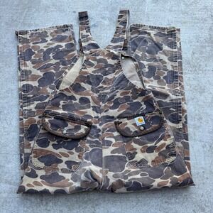 Vintage Carhartt Duck Hunting Camo Overalls Mens 33x30 USA Bib 80s RARE Workwear